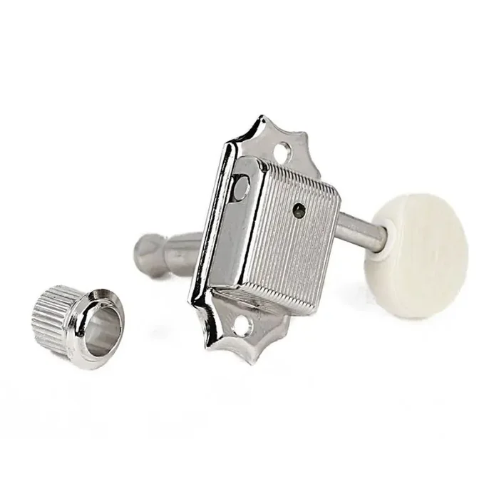 Gotoh machine heads for guitar, 3x left+3x right, ratio 1 15, oval cream button, nickel