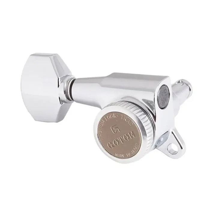 Gotoh machine heads for guitar, 6R, ratio 1 16, magnum lock traditional, mini 07-type button, chrome
