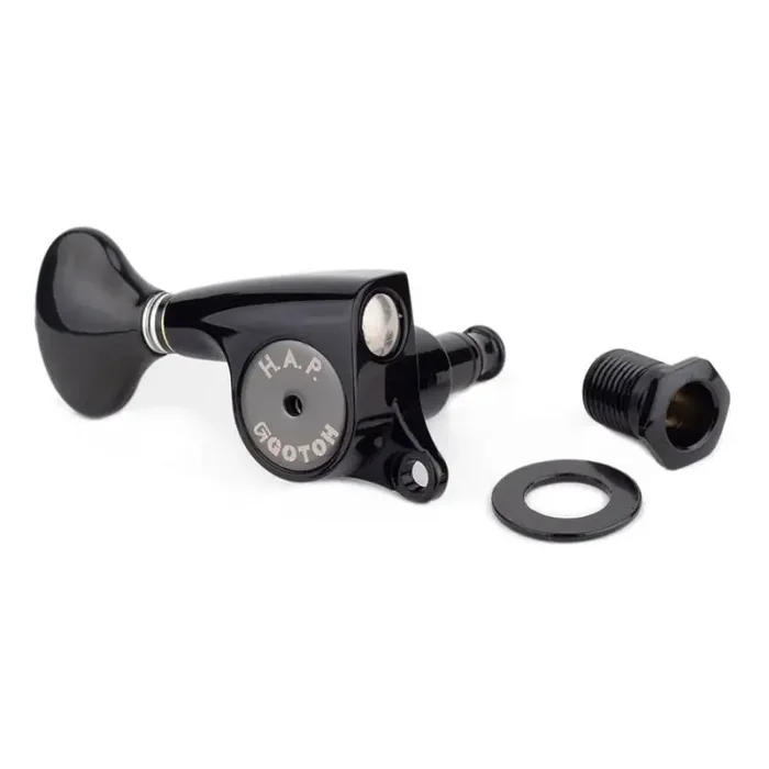 Gotoh machine heads for guitar, 6R, ratio 1 18, height adjustable post (HAP), S5 button, black