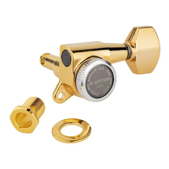 Gotoh SG381 machine heads (posts 2xS 2xL 2xXL) with Magnum Lock Trad and 07 buttons, 6R, gold