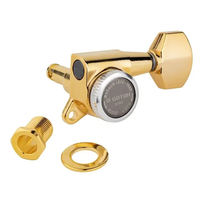 Gotoh SG381 machine heads (posts 3xL 3xXL) with Magnum Lock Trad and EN07 buttons, 6R, gold