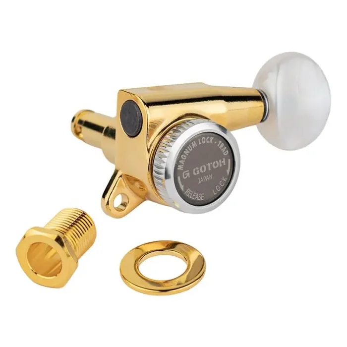 Gotoh SG381 machine heads with Magnum Lock Trad and 05PW buttons, 6L, gold
