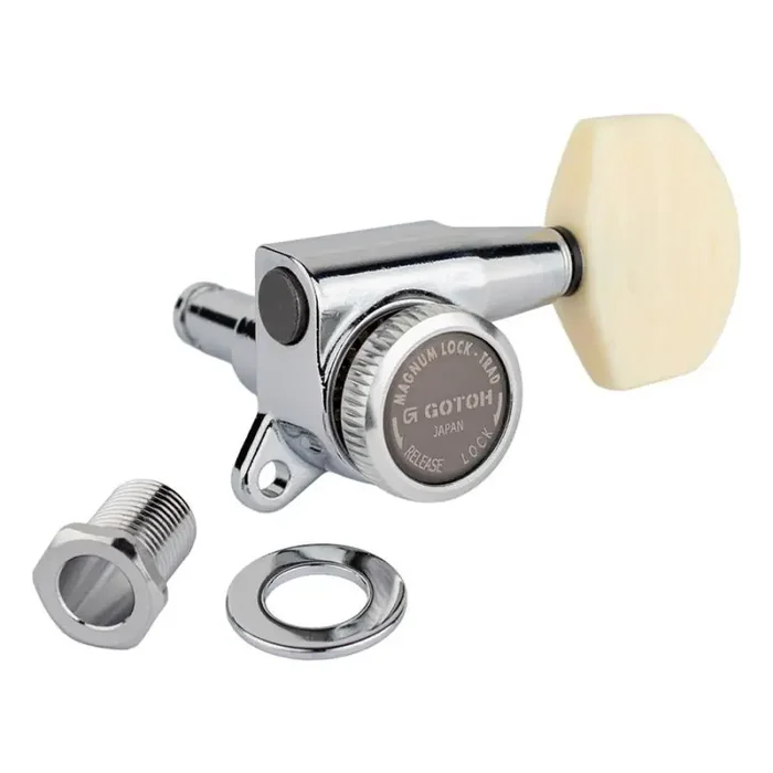 Gotoh SG381 machine heads with Magnum Lock Trad and M01 buttons, 3L3R, chrome