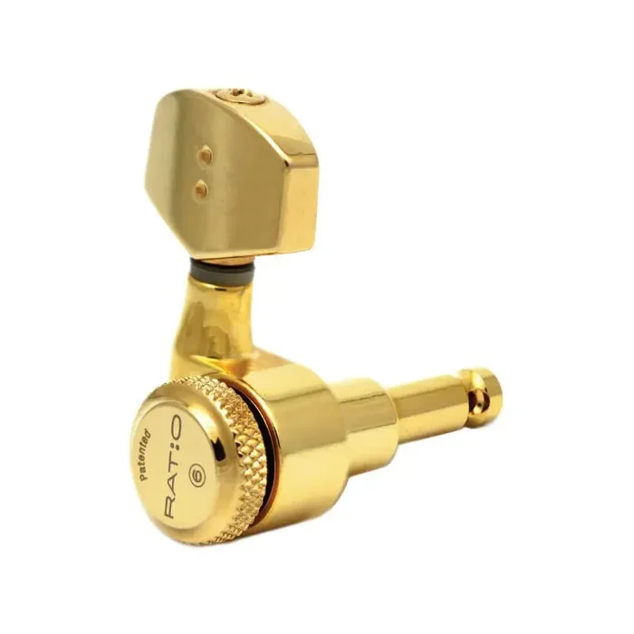 Graph Tech PRL-8311-G0 Ratio Electric Locking Machine Heads with Contemporary Button – 3 + 3 – Gold