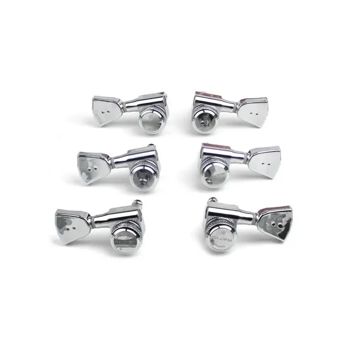 Graph Tech PRL-8341-C0 Ratio Electric Locking Machine Heads with Vintage Button – 3 + 3 – Chrome