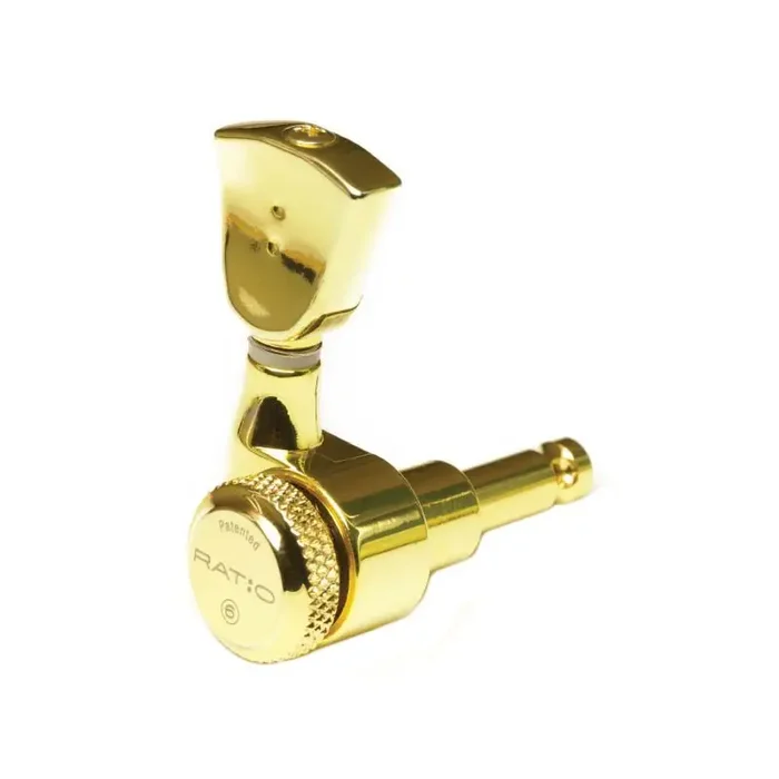Graph Tech PRL-8341-LG0 Ratio Electric Locking Machine Heads with Vintage Button – 3 + 3, Lefthand – Gold