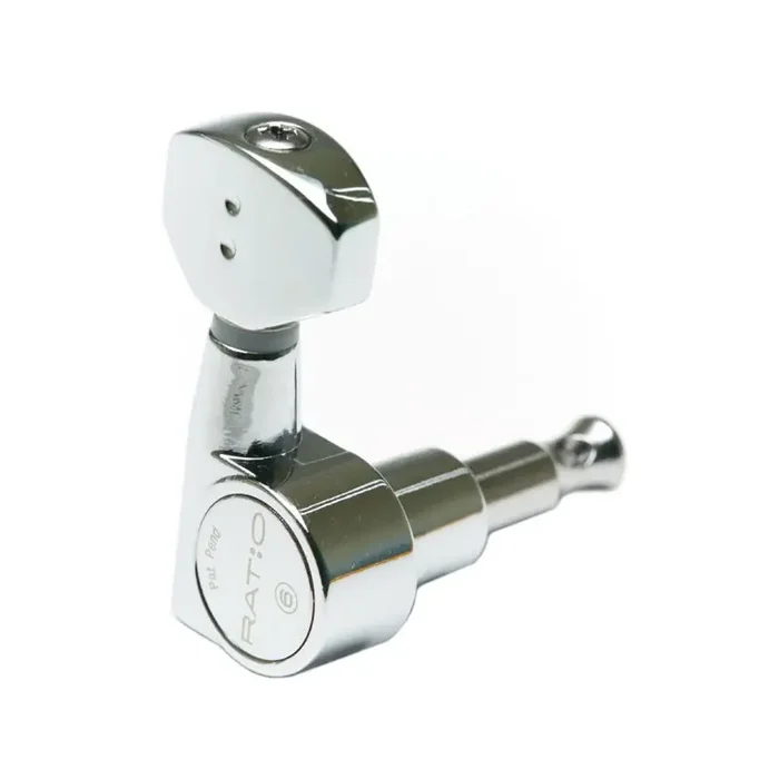 Graph Tech PRN-2721-C0 Ratio Electric Guitar Machine Heads with Mini Contemporary Button – 6-in-Line, Bass Side (Left) – Chrome