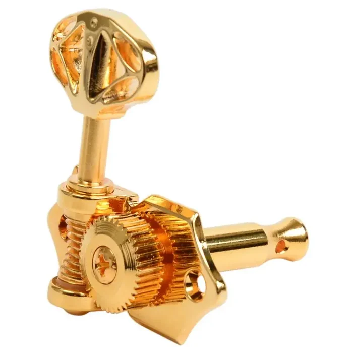 Graph Tech PRN-3411-G0 Ratio Acoustic Guitar Machine Heads, Open Back with Skeleton Button – 3 + 3 – Gold