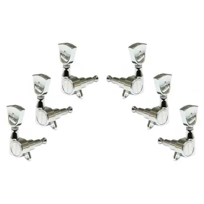 Graph Tech PRN-4341-C0 Ratio Electric Guitar Machine Heads with Vintage Button, Offset Screw – 3 + 3 – Chrome