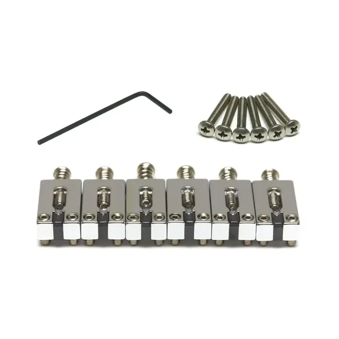 Graph Tech String Saver PG-8000-FC – Strat & Tele Style Saddles, Brushed Steel, 6-String – Vintage Chrome