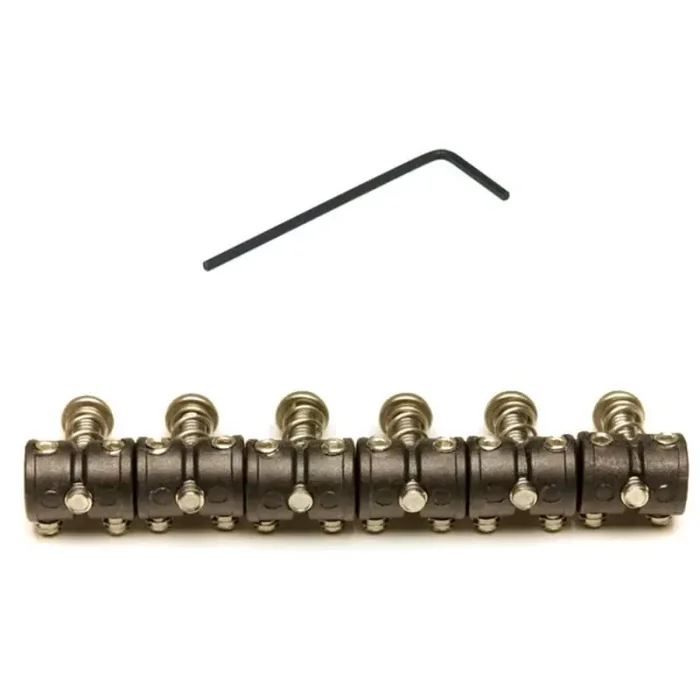 Graphtech String Saver bridge saddle for Jaguar-Jazzmaster-Mustang barrel style, with spring and screw, 6-pack