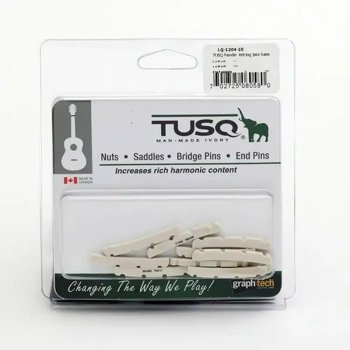 Graphtech TUSQ 10-pack electric bass nuts (Fender Precision Bass), curved bottom, slotted