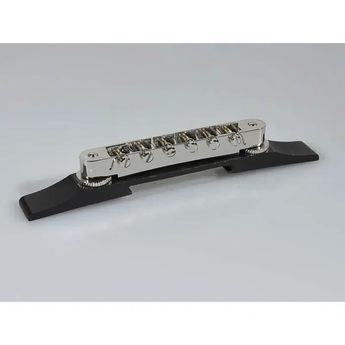 Gretsch Genuine Replacement Part bridge assembly, Adjusto-Matic, chrome w/ ebony base