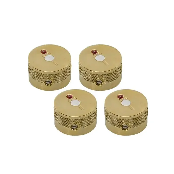 Gretsch Genuine Replacement Part knob, most Gretsch models, „G“ Arrow w/ Jewel, set of 4 pieces, gold