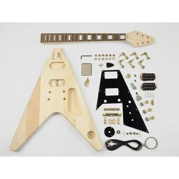 Guitar assembly kit, Flying V-model, basswood body, 22 frets, bolt-on neck