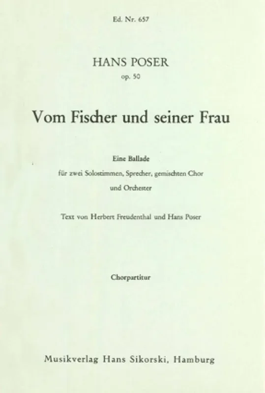Hans Poser Vom Fischer und seiner Frau Gemischter Chor mit Ensemble