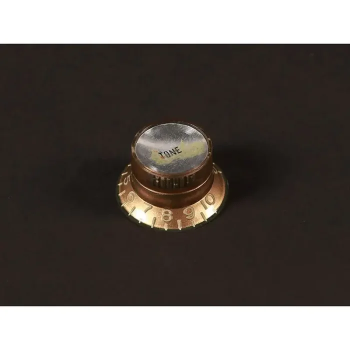 Hat knob LP/SG style, gold with silver cap, relic, Tone, metric size for import/Japan pots