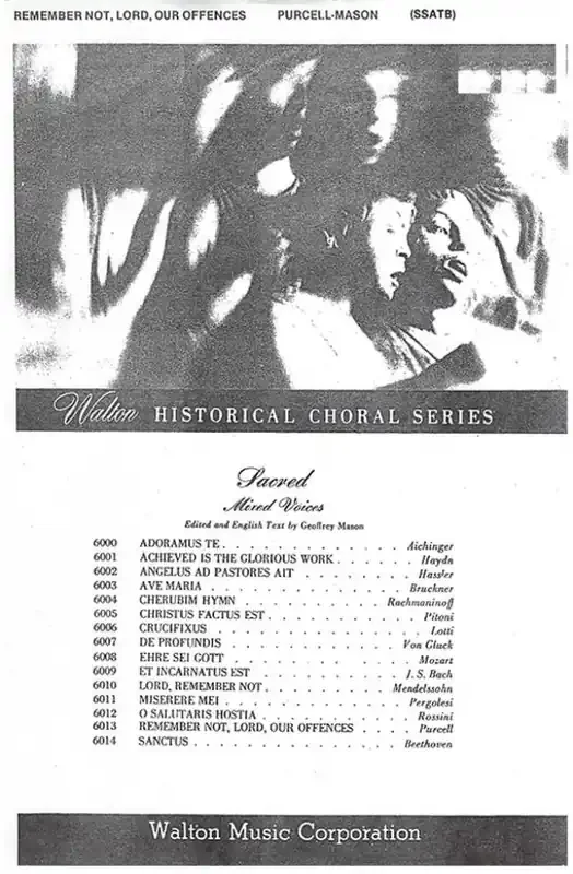 Henry Purcell Remember Not, Lord, Our Offences (Arr. Geoffrey Mason) Gemischter Chor mit Begleitung