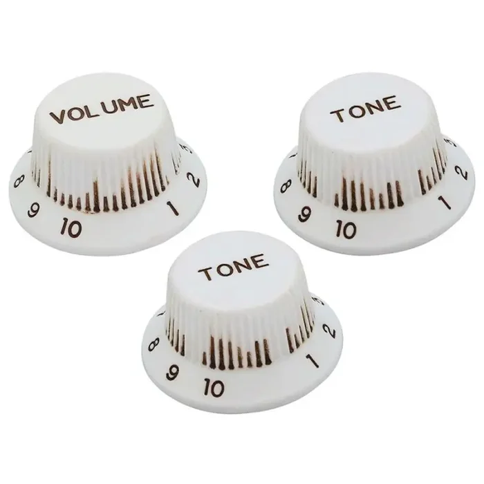 Hosco Japan 50‘s ST style knob set, 1V + 2T, bakelite, relic white