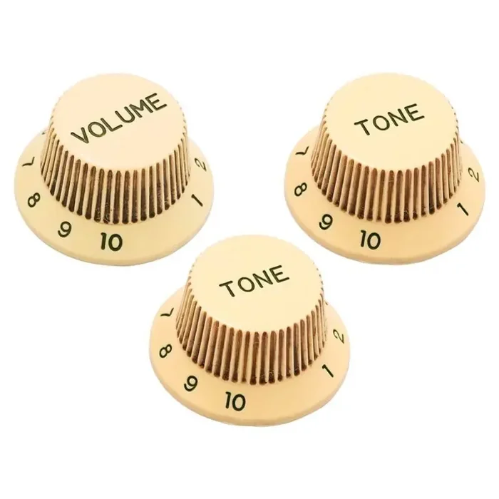 Hosco Japan 60‘s ST style knob set, 1V + 2T, heavy relic aged cream