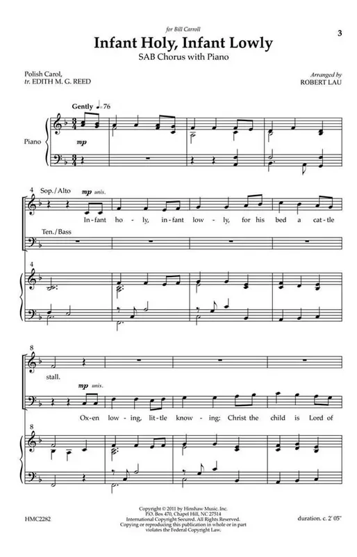 Infant Holy, Infant Lowly (Arr. Robert Lau) Gemischter Chor A cappella