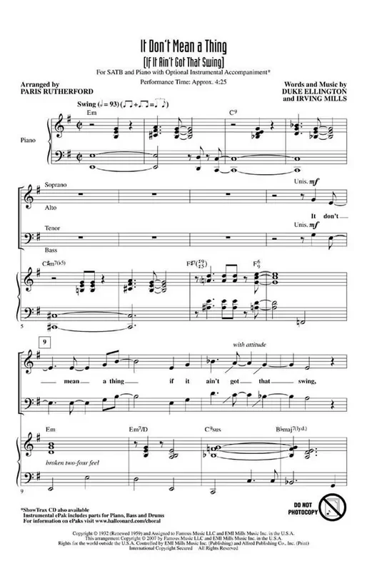 It Don‘t Mean a Thing If It Ain‘t Got That Swing