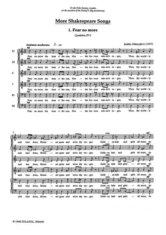 Jaakko Mäntyjärvi More Shakespeare Songs Musical