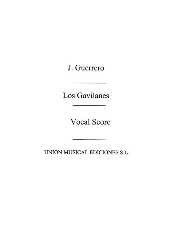 Jacinto Guerrero Los Gavilanes Full Vocal Score Gesang mit Klavier