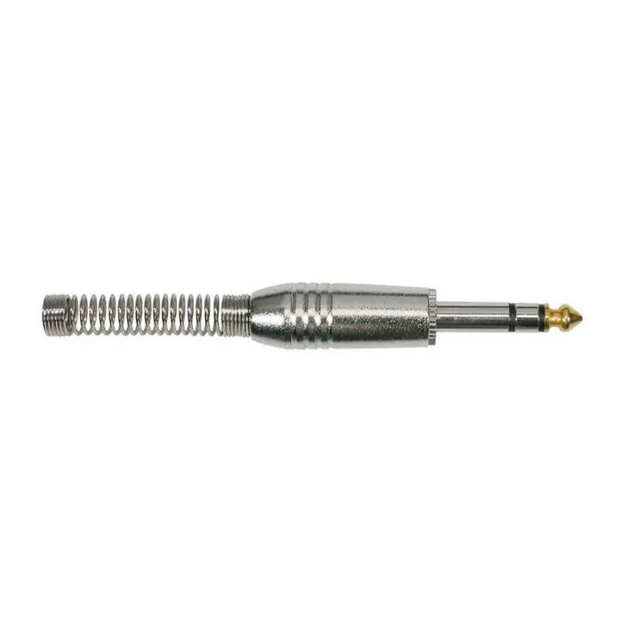 Jack plug, 6,3mm, 3-polig, nikkel, veer 7,3mm