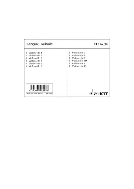 Jean Françaix Aubade Cello Ensemble