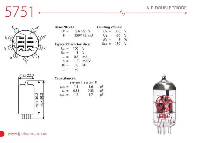 JJ 5751 Röhre Doppeltriode selected