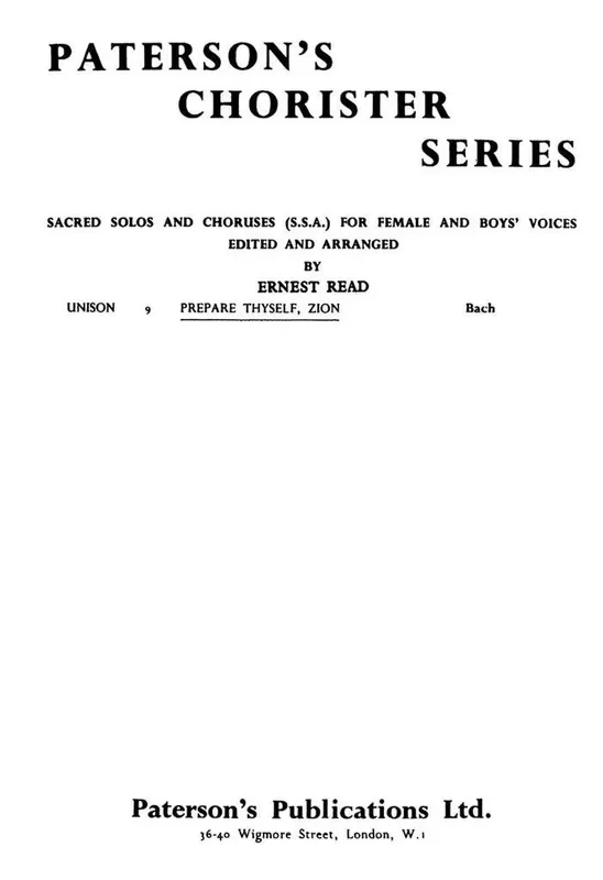 Johann Sebastian Bach Prepare Thyself, Zion Gemischter Chor mit Begleitung