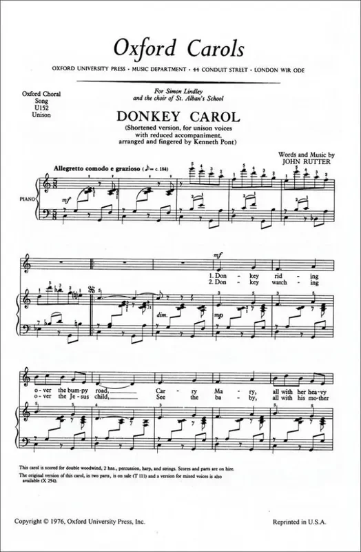 John Rutter Donkey Carol Gemischter Chor mit Begleitung