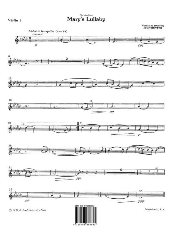 John Rutter Mary‘s Lullaby Gemischter Chor mit Ensemble