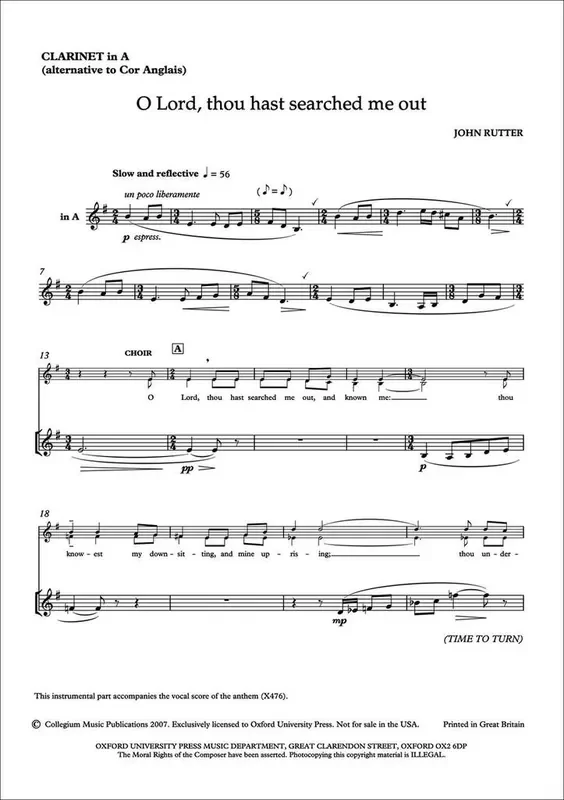 John Rutter O Lord Thou Hast Searched Me Out Gemischter Chor mit Begleitung