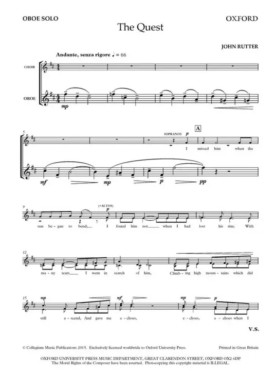 John Rutter The Quest Gemischter Chor mit Begleitung