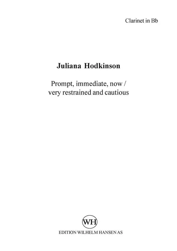 Juliana Hodkinson Prompt, Immediate, Now Kammerensemble