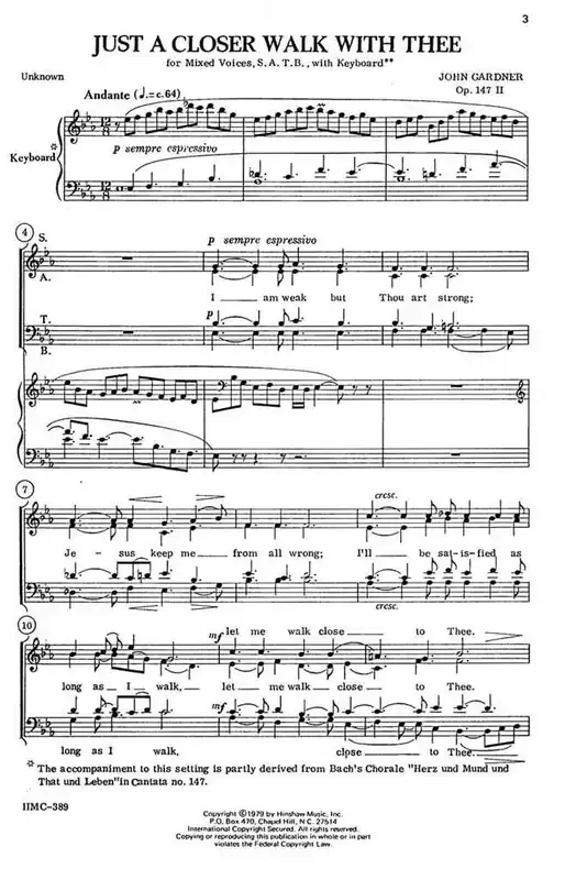 Just A Closer Walk With Thee – Instr. Gemischter Chor mit Begleitung