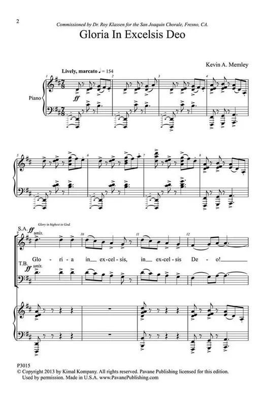 Kevin A. Memley Gloria in Excelsis Deo Gemischter Chor mit Ensemble