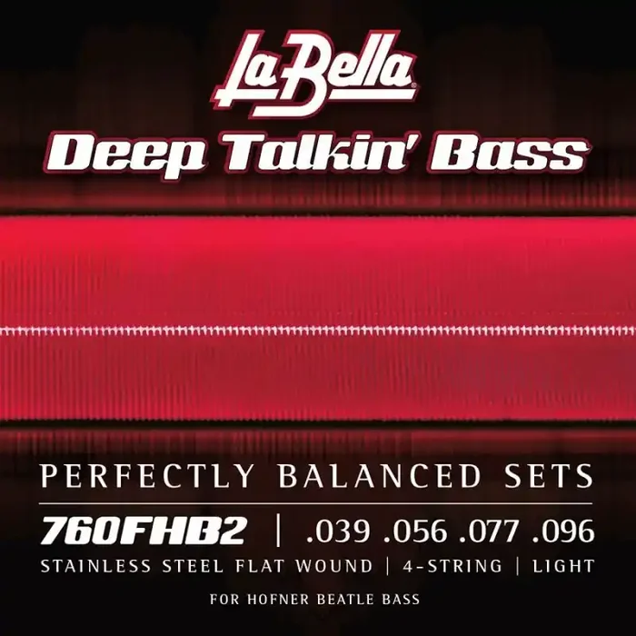 La Bella Deep Talkin‘ Bass string set electric bass, for Hofner Beatle, stainless steel flatwound, 039-056-077-096 shortscale