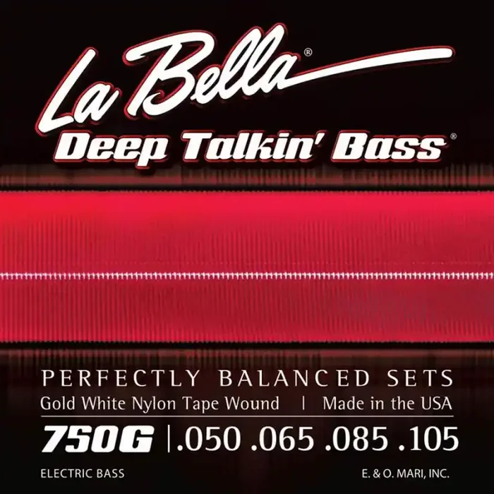 La Bella Deep Talkin‘ Bass string set electric bass, gold white nylon tape wound, light, 050-065-085-105