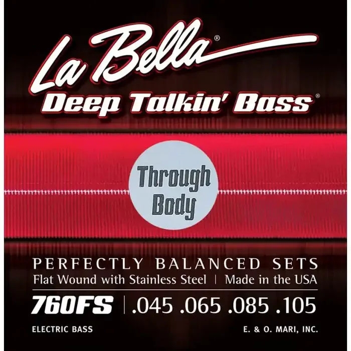 La Bella Deep Talkin‘ Bass string set electric bass, stainless steel flatwound, standard, 045-065-085, thru-body