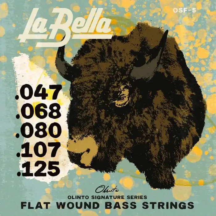 La Bella Olinto Signature Flats string set electric 5-string bass, stainless steel flatwound, standard, 047-068-080-107-125