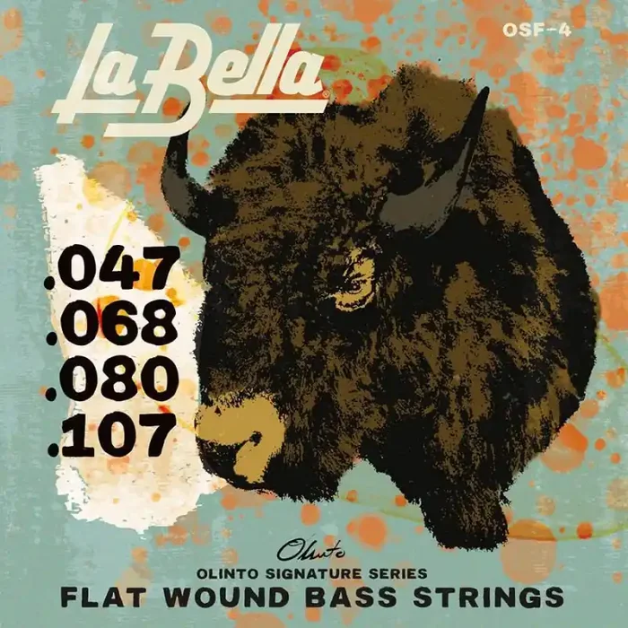 La Bella Olinto Signature Flats string set electric bass, stainless steel flatwound, standard tension, 047-068-080-107