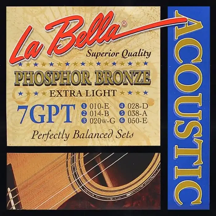 La Bella string set acoustic extra light, 010-014-020w-028-038-050