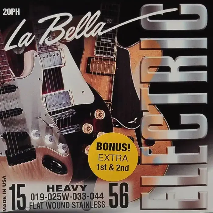 LaBella Flat Wound Stainless snarenset elektrisch, ribbon wound, light, 015-019-025w-033w-044-056