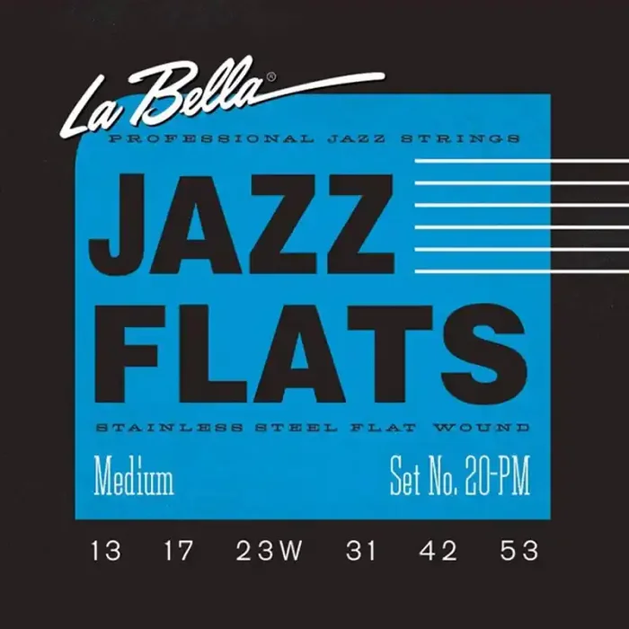 LaBella Flat Wound Stainless snarenset elektrisch, ribbon wound, medium, 013-017-023w-031w-042-053
