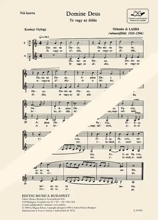 Lasso, Orlando di Domine Deus – Te vagy az áldás