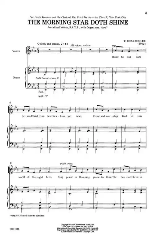 Lee, Charles T. The Morning Star Doth Shine