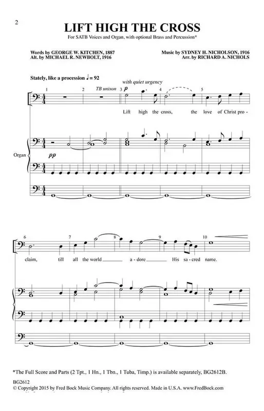 Lift High the Cross (Arr. Richard A. Nichols) Blechbläser Ensemble